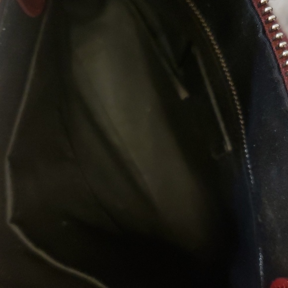 All Saints dark red suede crossbody bag - Picture 6 of 7